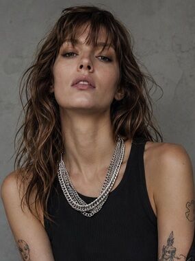 Vintage JJ Layered Silver Chain Necklace Edgy Statement Y2K Luxe